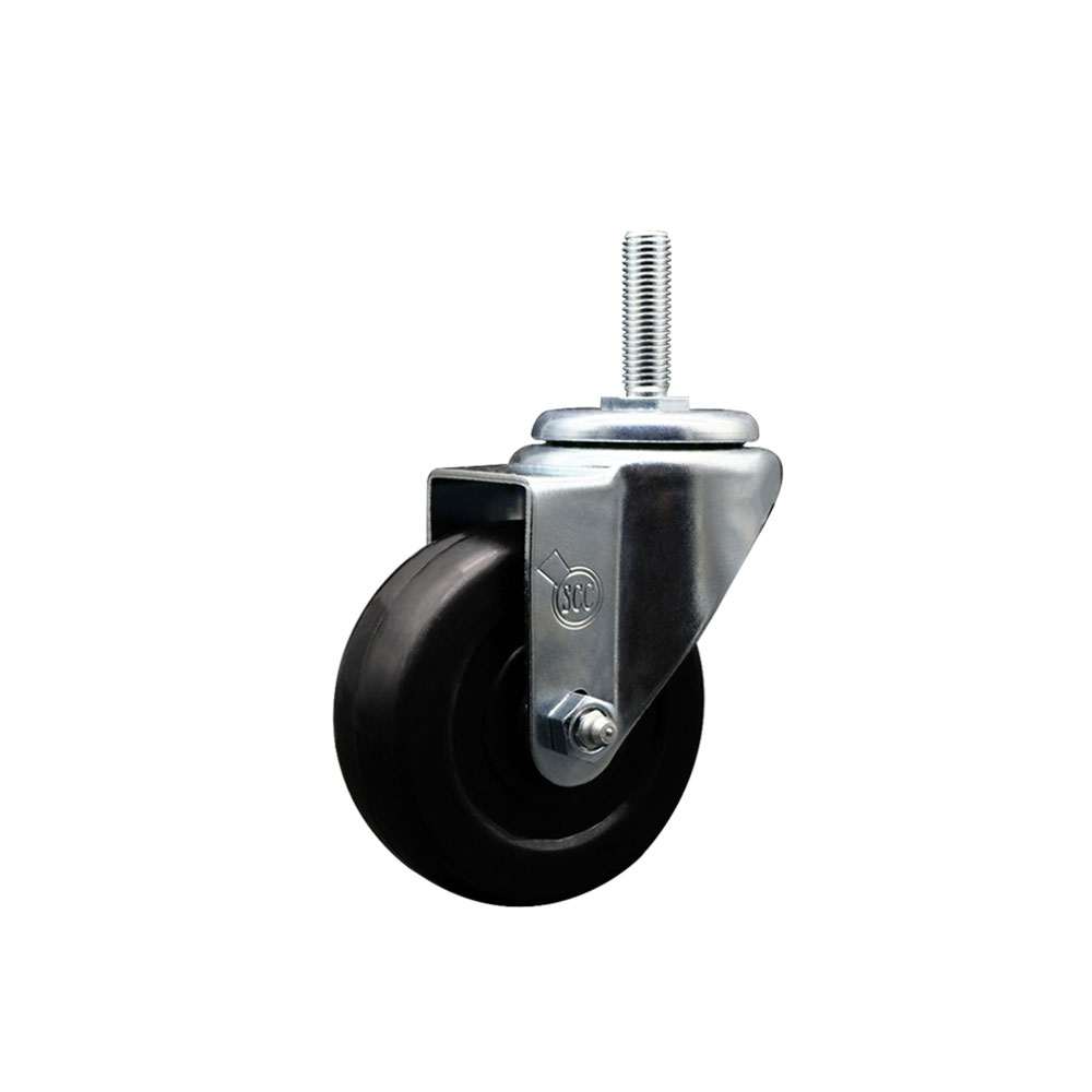 Hard Rubber Swivel Threaded Stem Caster w/3.5" x 1.25" Black Wheel and 5/8" Stem - 285 lbs Capacity/Caster - Service Caster Brand — photo 1