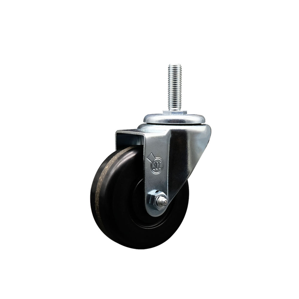 Phenolic Swivel Threaded Stem Caster w/3.5" x 1.25" Black Wheel and 5/8" Stem - 300 lbs Capacity/Caster - Service Caster Brand — photo 1