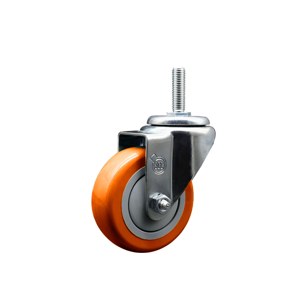 Polyurethane Swivel Threaded Stem Caster w/3.5" x 1.25" Orange Wheel and 5/8" Stem - 300 lbs Capacity/Caster - Service Caster Brand — photo 1