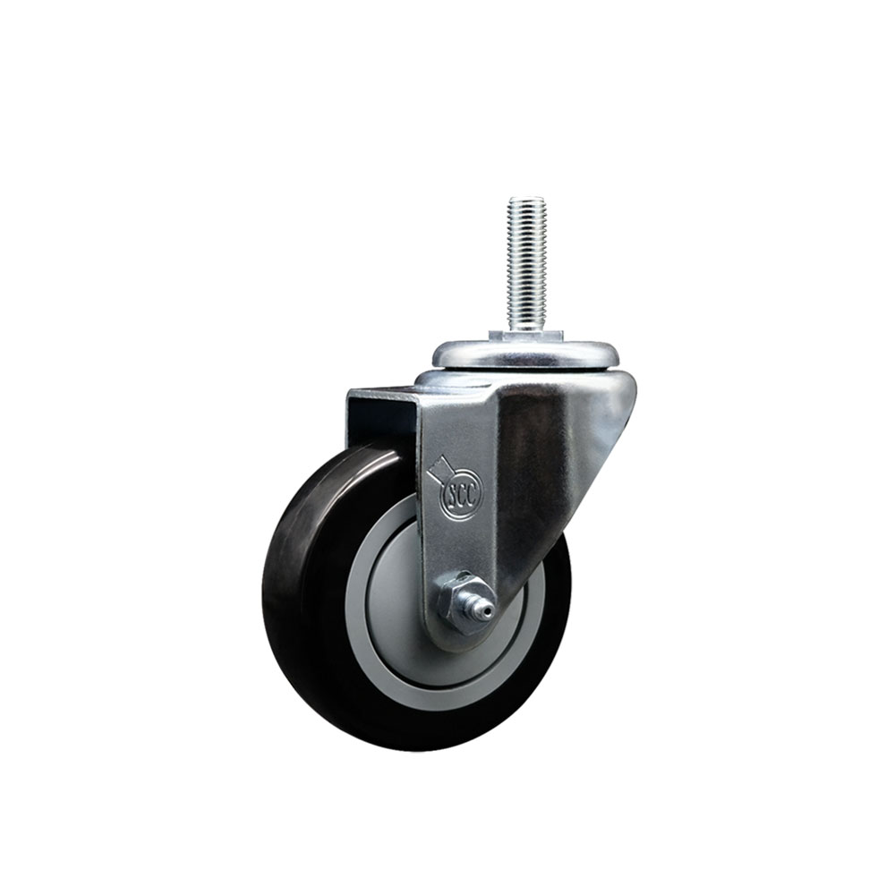 Polyurethane Swivel Threaded Stem Caster w/3.5" x 1.25" Black Wheel and 3/4" Stem - 300 lbs Capacity/Caster - Service Caster Brand — photo 1