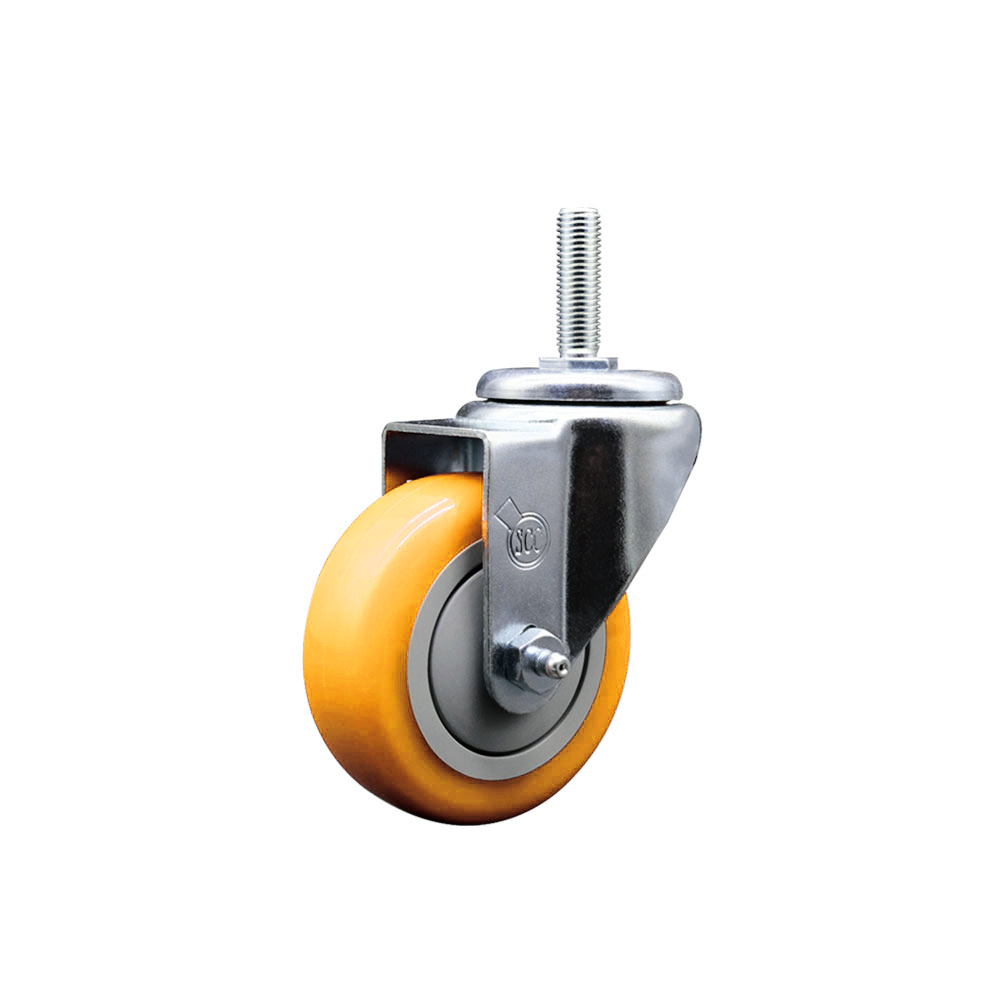 Polyurethane Swivel Threaded Stem Caster w/3.5" x 1.25" Yellow Wheel and 3/4" Stem - 300 lbs Capacity/Caster - Service Caster Brand — photo 1