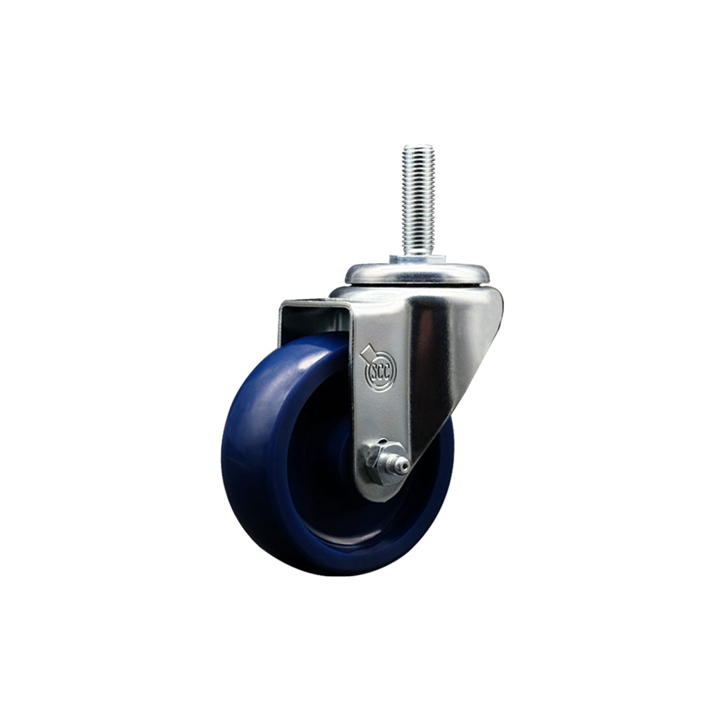 Solid Polyurethane Swivel Threaded Stem Caster w/3.5" x 1.25" Blue Wheel and 3/4" Stem - 300 lbs Capacity/Caster - Service Caster Brand — photo 1