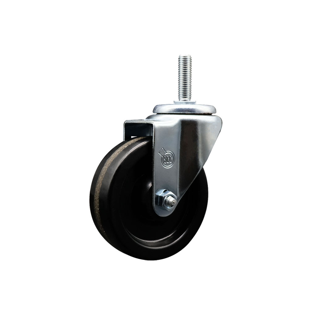 Phenolic Swivel Threaded Stem Caster w/4" x 1.25" Black Wheel and 3/4" Stem - 275 lbs Capacity/Caster - Service Caster Brand — photo 1