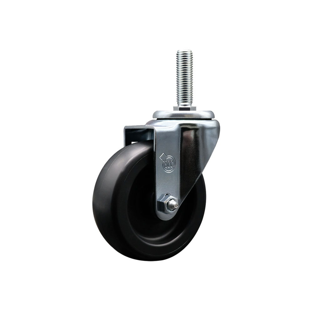 Polyolefin Swivel Threaded Stem Caster Wheel with 4 Inch Black Wheel and 3/4" Stem - 350 lbs. Capacity/Caster - Service Caster Brand — photo 1