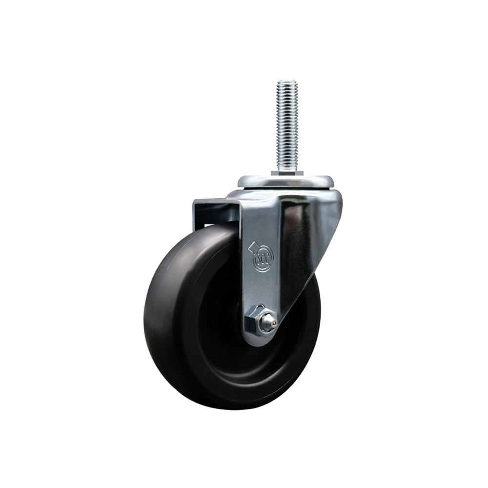 Polyolefin Swivel Threaded Stem Caster Wheel with 4 Inch Black Wheel and 5/8" Stem - 350 lbs. Capacity/Caster - Service Caster Brand — photo 1