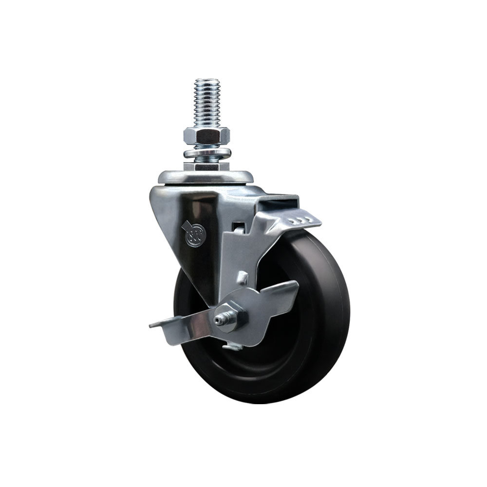 Service Caster Brand Replacement Caster for Uline Caster H-7450SWB - Swivel Threaded Stem Caster with 4 Inch Polyolefin Wheel with Top Lock Brake and 1/2 Inch Stem - Fits Carts and Racks H-1546