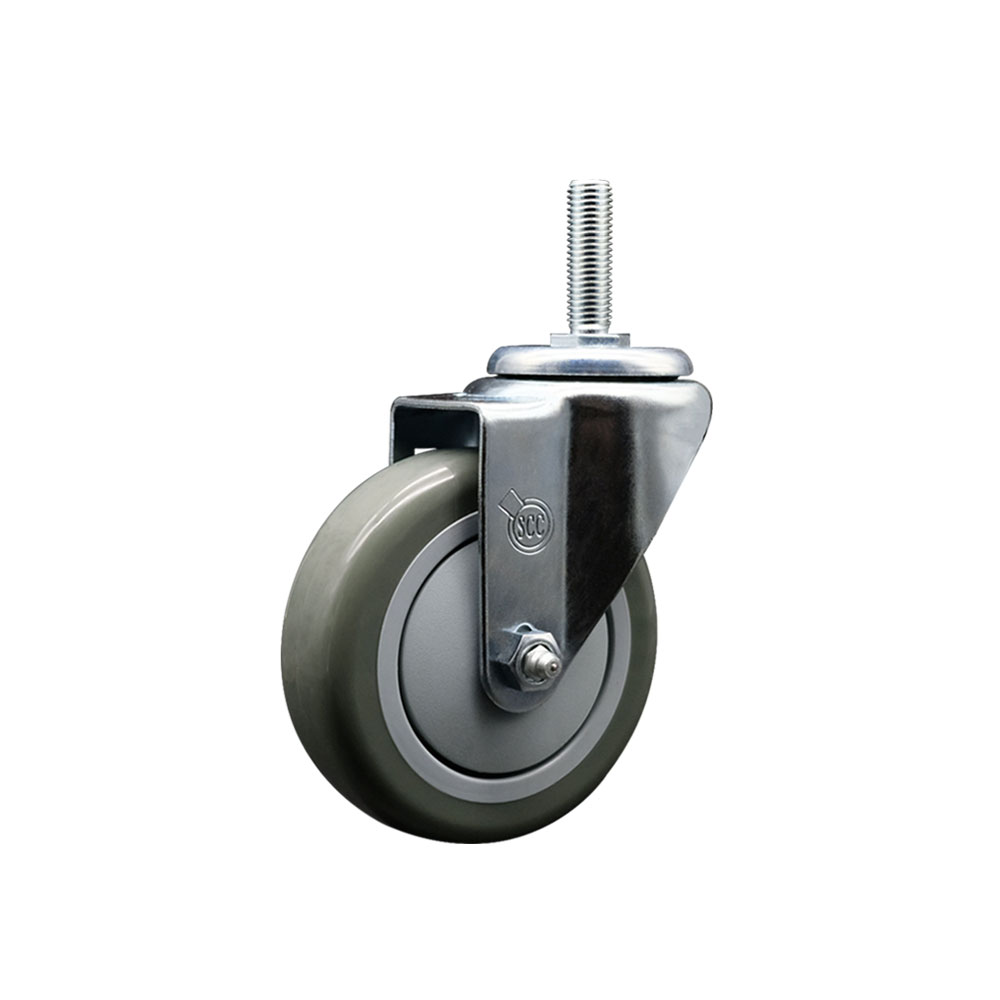 Polyurethane Swivel Threaded Stem Caster w/4" x 1.25" gray Wheel and 3/4" Stem - 350 lbs Capacity/Caster - Service Caster Brand — photo 1