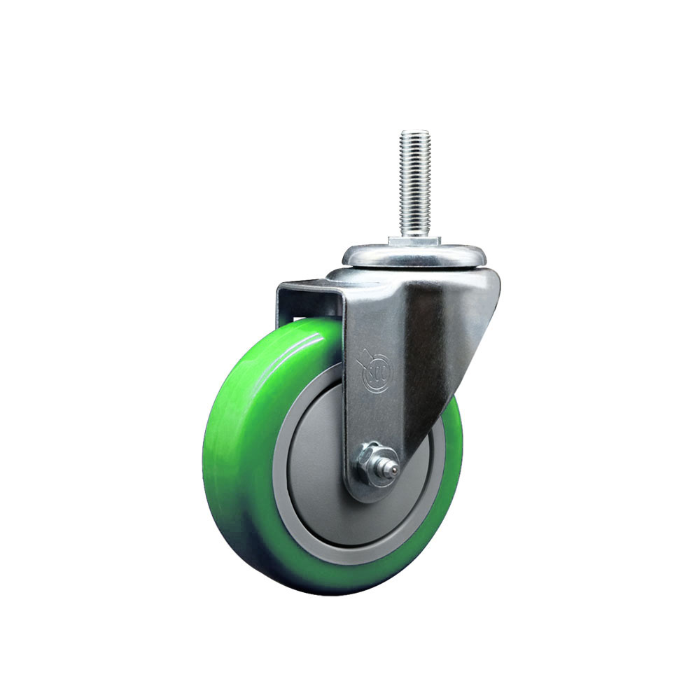 Polyurethane Swivel Threaded Stem Caster w/4" x 1.25" Green Wheel and 3/4" Stem - 350 lbs Capacity/Caster - Service Caster Brand — photo 1