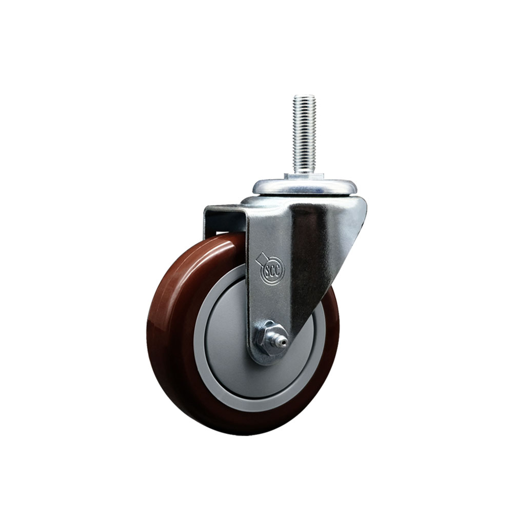 Polyurethane Swivel Threaded Stem Caster w/4" x 1.25" Maroon Wheel and 5/8" Stem - 350 lbs Capacity/Caster - Service Caster Brand — photo 1