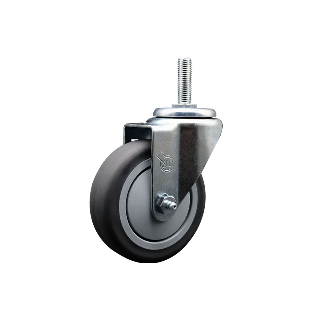 Thermoplastic Rubber Swivel Threaded Stem Caster - 4" x 1.25" Gray Wheel and 3/4" Stem - 250 lbs Capacity/Caster - Service Caster Brand — photo 1