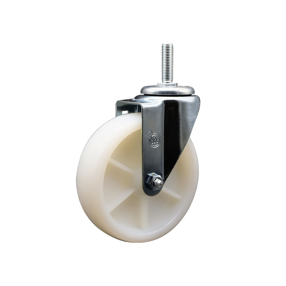 Nylon Swivel Threaded Stem Caster w/5" x 1.25" White Wheel and 3/4" Stem - 300 lbs Capacity/Caster - Service Caster Brand — photo 1
