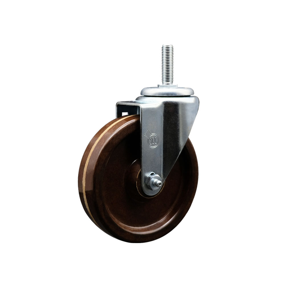High Temperature Phenolic Swivel Top Plate Swivel Caster w/5" Brown Wheel - 300 lbs. Capacity Per Caster - Service Caster Brand — photo 1