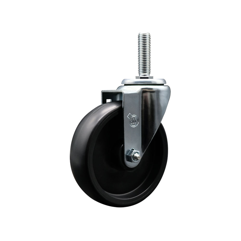 Service Caster Brand Replacement for Colson Caster 2.05254.53 MTG15 - Polyolefin Swivel Threaded Stem Caster with 5" Black Wheel and 3/4" x 1-3/4" Stem - 350 lbs Capacity/Caster — photo 1
