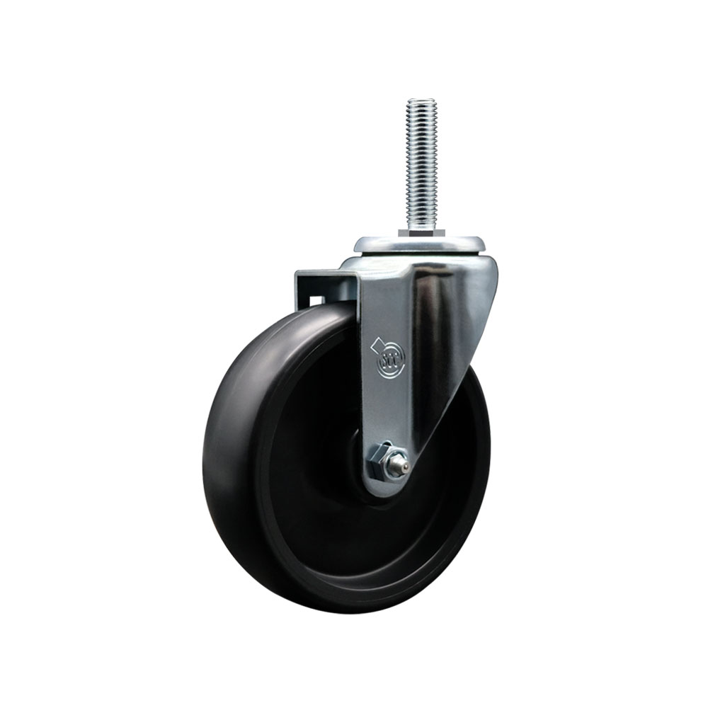 Polyolefin Swivel Threaded Stem Caster Wheel with 5 Inch Black Wheel and 5/8" Stem - 350 lbs. Capacity/Caster - Service Caster Brand — photo 1