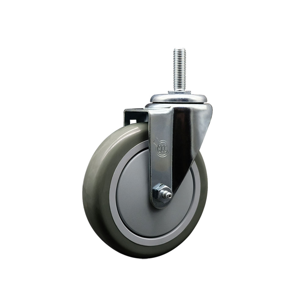 Polyurethane Swivel Threaded Stem Caster w/5" x 1.25" gray Wheel and 3/4" Stem - 350 lbs Capacity/Caster - Service Caster Brand — photo 1