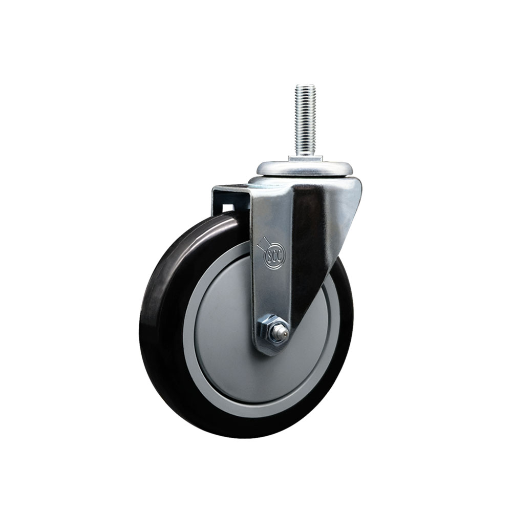 Polyurethane Swivel Threaded Stem Caster w/5" x 1.25" Black Wheel and 3/4" Stem - 350 lbs Capacity/Caster - Service Caster Brand — photo 1