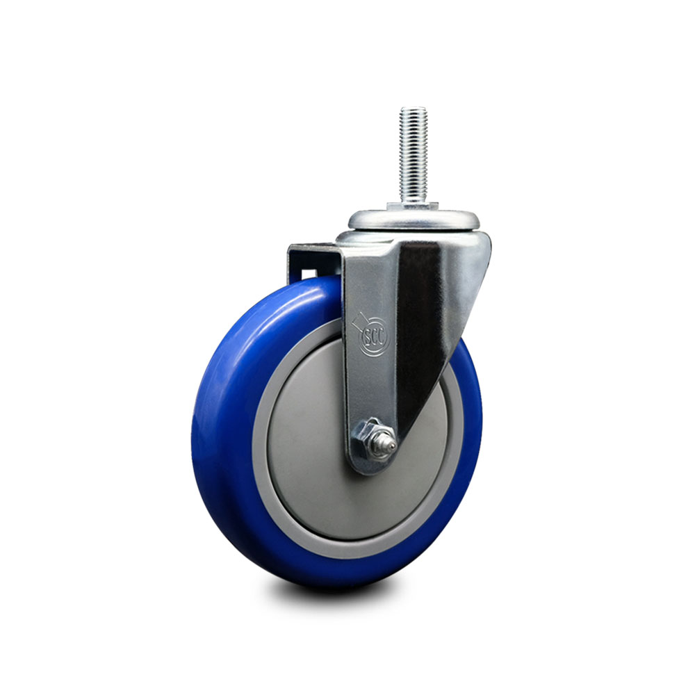 Polyurethane Swivel Threaded Stem Caster w/5" x 1.25" Blue Wheel and 5/8" Stem - 350 lbs Capacity/Caster - Service Caster Brand — photo 1