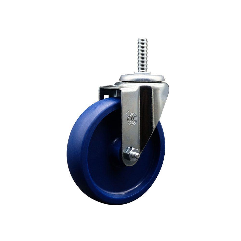 Solid Polyurethane Swivel Threaded Stem Caster w/5" x 1.25" Blue Wheel and 3/4" Stem - 300 lbs Capacity/Caster - Service Caster Brand — photo 1