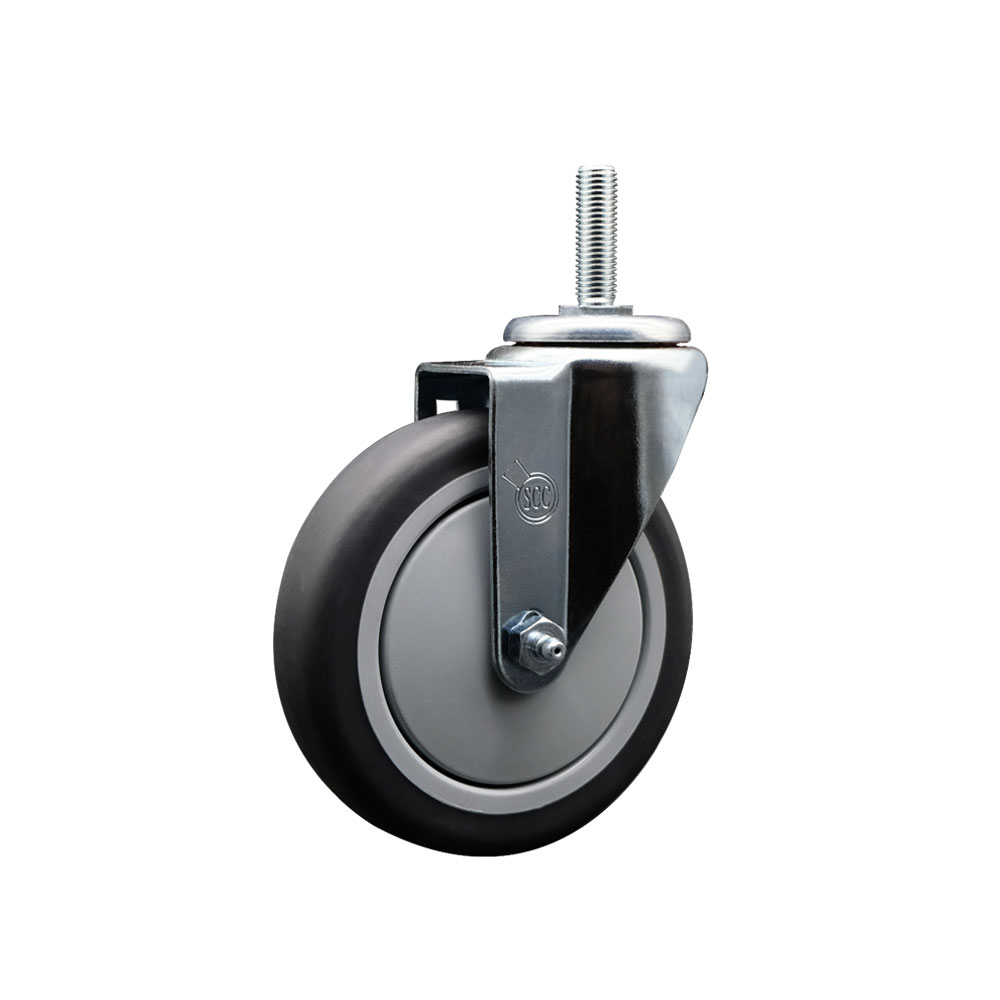 Thermoplastic Rubber Swivel Threaded Stem Caster - 5" x 1.25" Gray Wheel and 3/4" Stem - 300 lbs Capacity/Caster - Service Caster Brand — photo 1