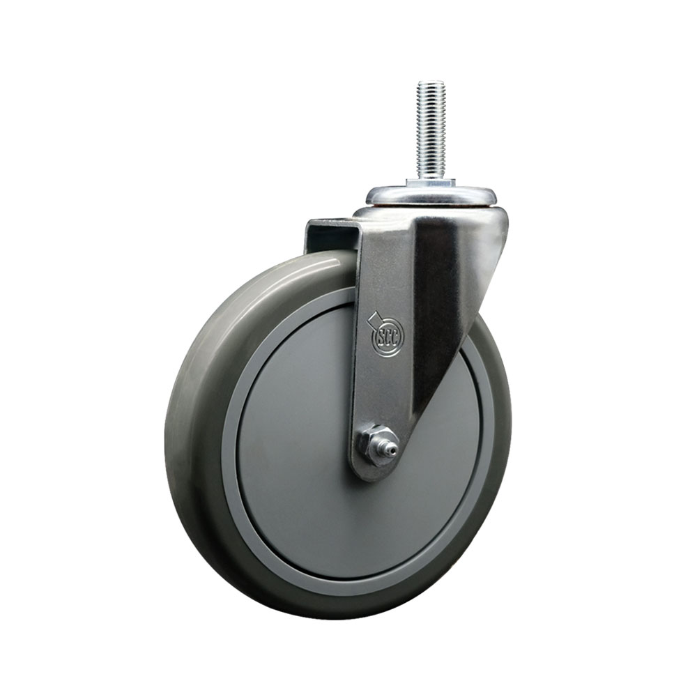 Polyurethane Swivel Threaded Stem Caster w/6" x 1.25" gray Wheel and 5/8" Stem - 350 lbs Capacity/Caster - Service Caster Brand — photo 1