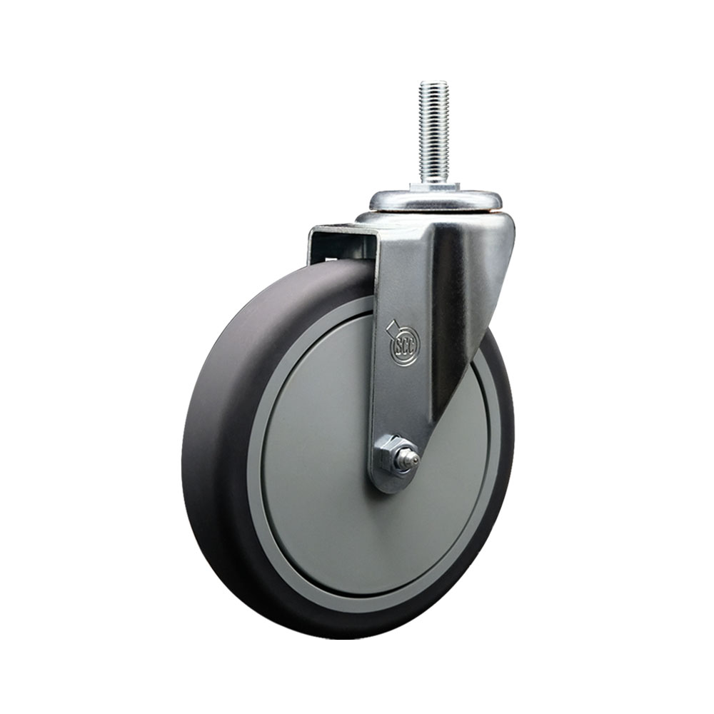 Thermoplastic Rubber Swivel Threaded Stem Caster - 6" x 1.25" Gray Wheel and 5/8" Stem - 300 lbs Capacity/Caster - Service Caster Brand — photo 1