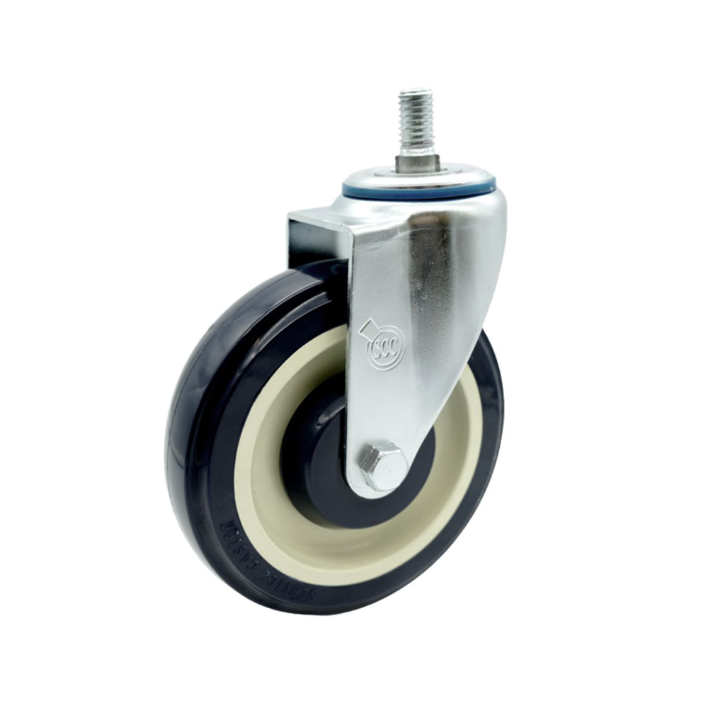 Shopping Cart Swivel Caster w/5" x 1.25" Polyurethane and a 1/2" Threaded Stem - 250 lbs. Total Capacity Per Caster - Service Caster Brand — photo 1