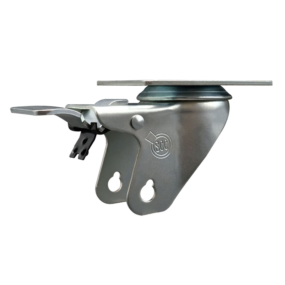 3 Inch Swivel Caster Fork Yoke Rig Frame with Total Lock Brake for Caster Wheels - 350 lbs. Max Capacity - 2-1/2” x 3-5/8” Overall Top Plate - Service Caster Brand — photo 1