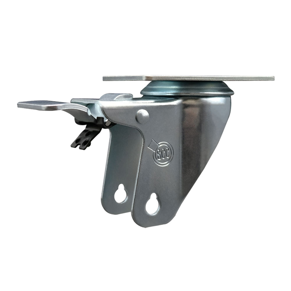 4 Inch Swivel Caster Fork Yoke Rig Frame with Total Lock Brake for Caster Wheels - 350 lbs. Max Capacity - 2-1/2” x 3-5/8” Overall Top Plate - Service Caster Brand — photo 1