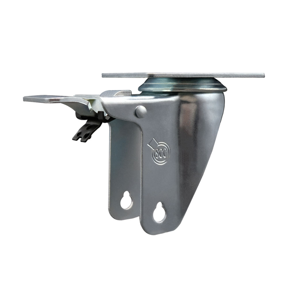 5 Inch Swivel Caster Fork Yoke Rig Frame with Total Lock Brake for Caster Wheels - 350 lbs. Max Capacity - 2-1/2” x 3-5/8” Overall Top Plate - Service Caster Brand — photo 1