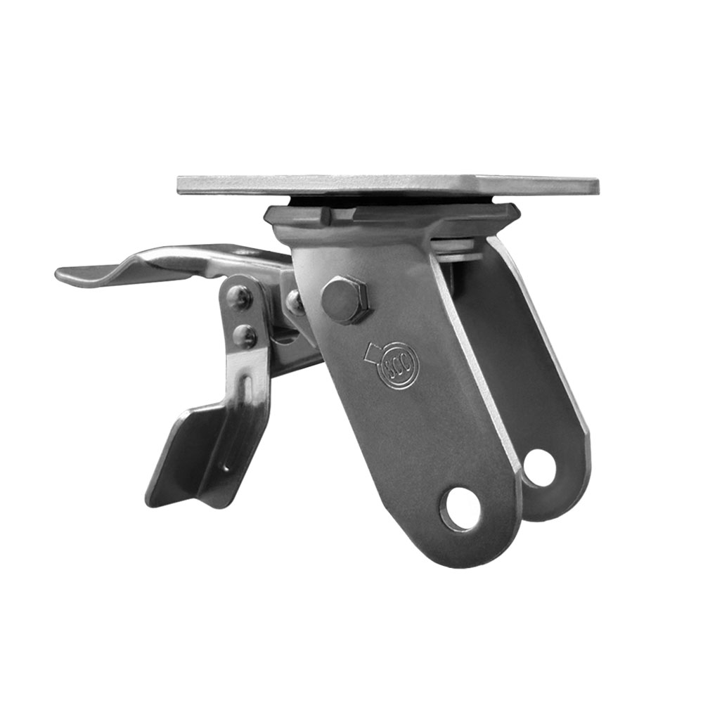 5 Inch Swivel Caster Fork Yoke Rig Frame with Total Lock Brake for Caster Wheels - 1,250 lbs. Max Capacity - 4" x 4-1/2" Overall Top Plate - Service Caster Brand — photo 1