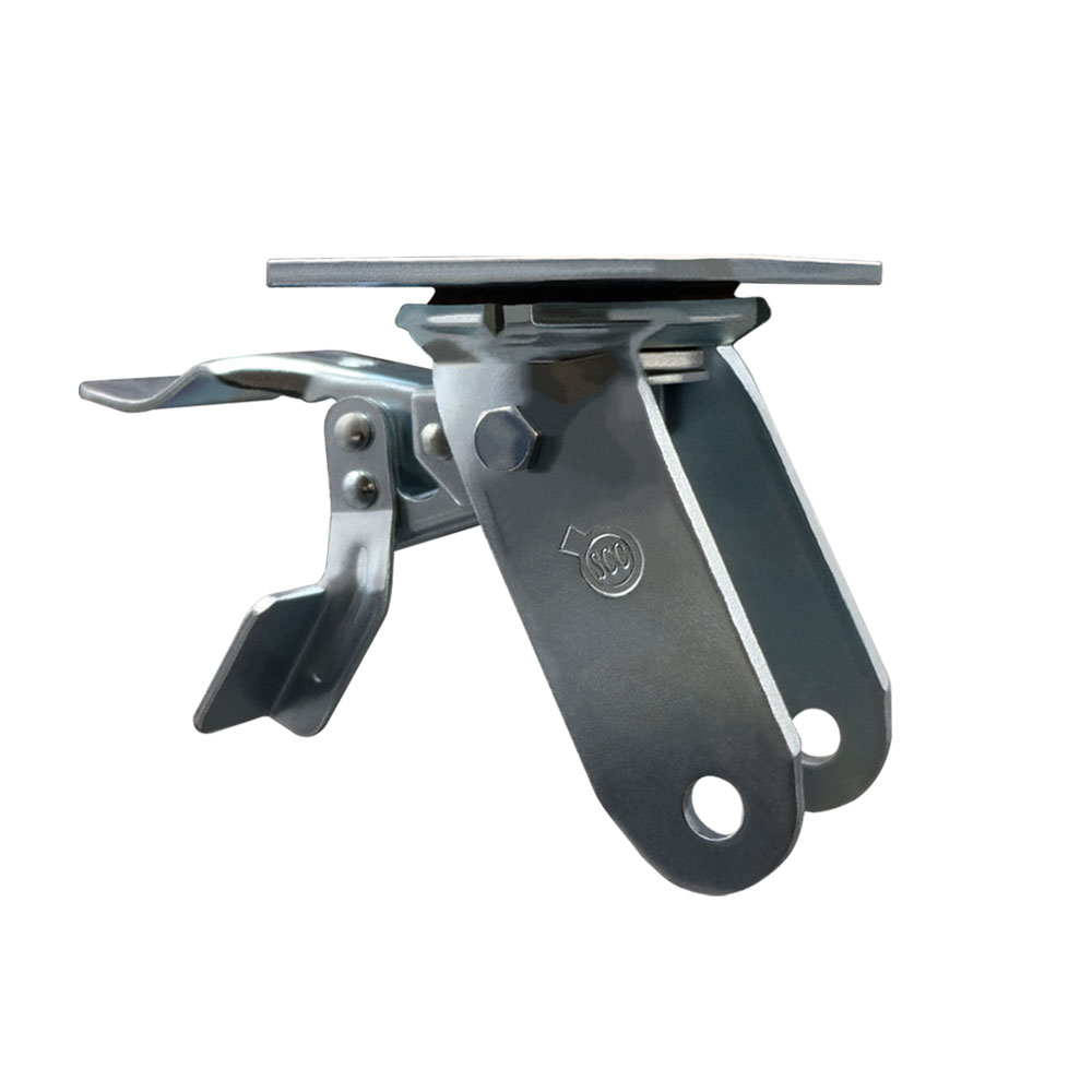 6 Inch Swivel Caster Fork Yoke Rig Frame with Total Lock Brake for Caster Wheels - 1,250 lbs. Max Capacity - 4" x 4-1/2" Overall Top Plate - Service Caster Brand — photo 1