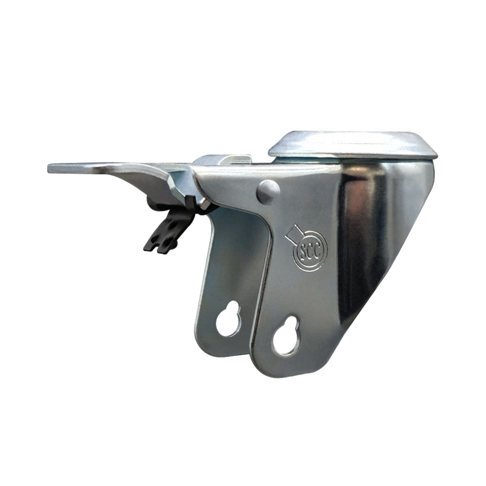 3-1/2 Inch Swivel Bolt Hole Caster Fork Yoke Rig Frame with Total Lock Brake for Caster Wheels - 350 lbs. Max Capacity - 1/2" Diameter Bolt Hole - Service Caster Brand — photo 1