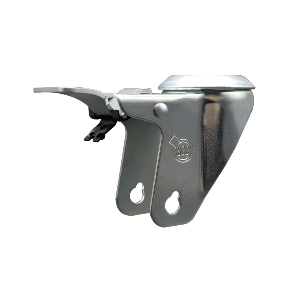 4 Inch Swivel Bolt Hole Caster Fork Yoke Rig Frame with Total Lock Brake for Caster Wheels - 350 lbs. Max Capacity - 1/2" Diameter Bolt Hole - Service Caster Brand — photo 1