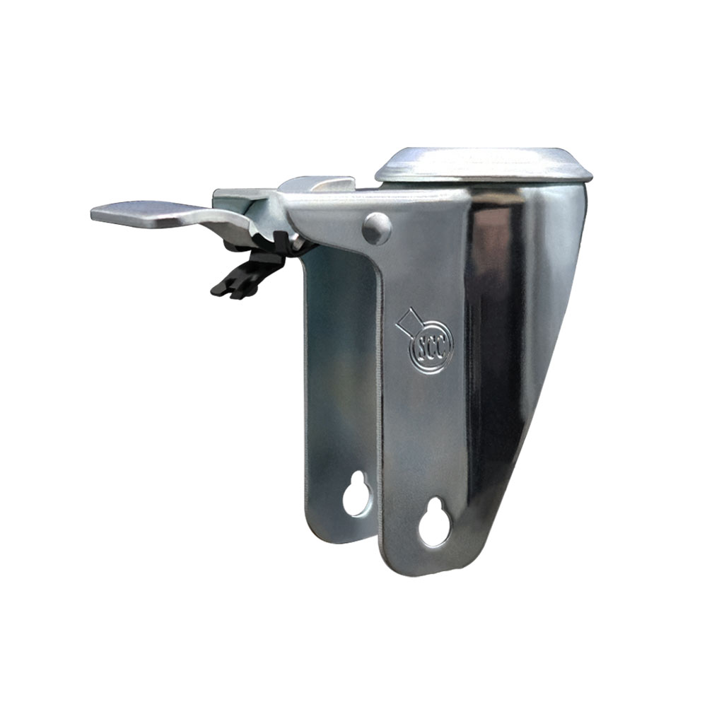 6 Inch Swivel Bolt Hole Caster Fork Yoke Rig Frame with Total Lock Brake for Caster Wheels - 350 lbs. Max Capacity - 1/2" Diameter Bolt Hole - Service Caster Brand — photo 1