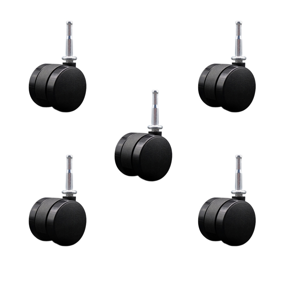 2 Inch Office Chair Wheels - Nylon Twin Wheels - 5/16 Inch Grip Neck Stems – 375 lbs. Total Capacity – Sockets for Wood Included – Set of 5 – Service Caster Brand — photo 1