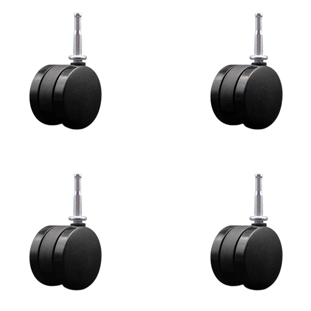 2-3/8 Inch Office Chair Wheels - Nylon Twin Wheels - 5/16 Inch Grip Neck Stems – 400 lbs. Total Capacity – Sockets for Wood Included – Set of 4 – Service Caster Brand — photo 1