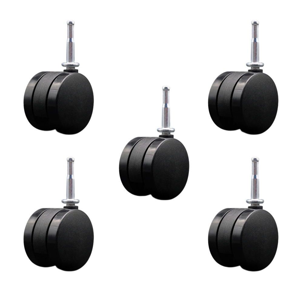 2-3/8 Inch Office Chair Wheels - Nylon Twin Wheels - 5/16 Inch Grip Neck Stems – 500 lbs. Total Capacity – Sockets for Wood Included – Set of 5 – Service Caster Brand — photo 1