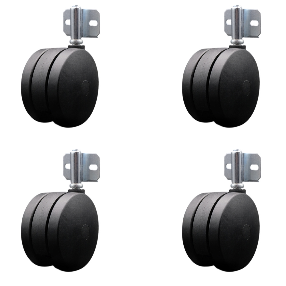 4 Inch Swivel Caster Wheels for Furniture - Nylon Hooded Twin Wheel with Side Mount Bracket - 700 lbs. Total Capacity - Set of 4 - Service Caster Brand — photo 1