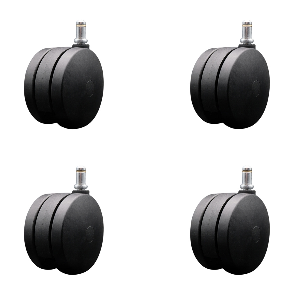 4 Inch Extra Large Heavy Duty Office Chair Wheels - Nylon Twin Wheels - 7/16 Inch by 7/8 Inch Grip Ring Stems - 700 lbs. Total Capacity - Set of 4 - Service Caster Brand — photo 1