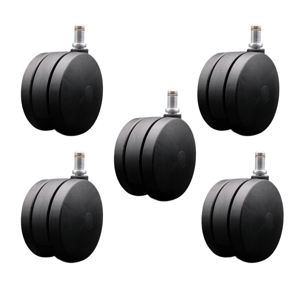 4 Inch Extra Large Heavy Duty Office Chair Wheels - Nylon Twin Wheels - 7/16 Inch by 7/8 Inch Grip Ring Stems - 875 lbs. Total Capacity - Set of 5 - Service Caster Brand — photo 1