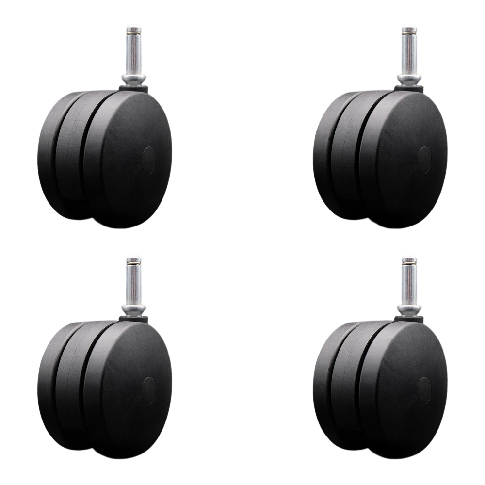 4 Inch Extra Large Heavy Duty Office Chair Wheels - Nylon Twin Wheels - 7/16 Inch by 1-7/16 Inch Grip Ring Stems - 700 lbs. Total Capacity - Set of 4 - Service Caster Brand — photo 1