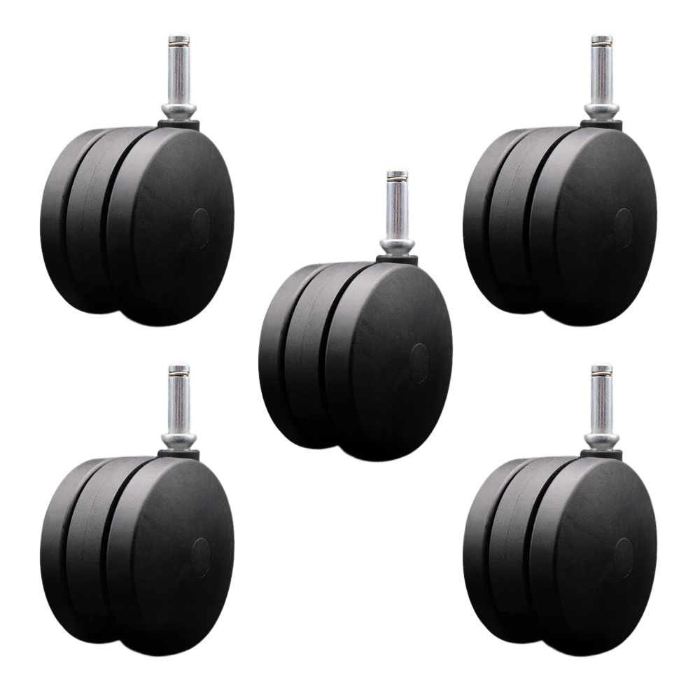 4 Inch Extra Large Heavy Duty Office Chair Wheels - Nylon Twin Wheels - 7/16 Inch by 1-7/16 Inch Grip Ring Stems - 875 lbs. Total Capacity - Set of 5 - Service Caster Brand — photo 1