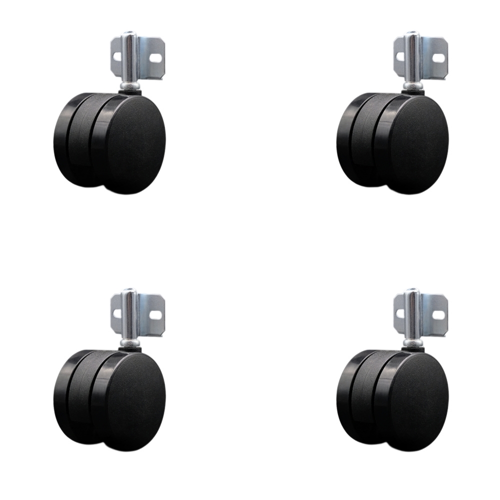2-3/8 Inch Office Chair Wheels - Nylon Twin Wheels - Side Mounting Brackets – 300 lbs. Total Capacity – Set of 4 – Service Caster Brand — photo 1
