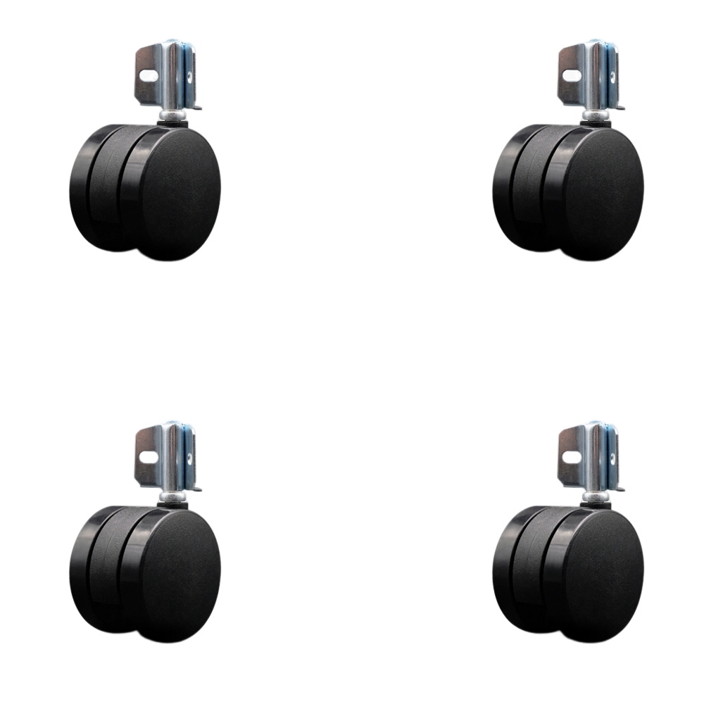 2-3/8 Inch Office Chair Wheels - Nylon Twin Wheels - Corner Mounting Brackets – 300 lbs. Total Capacity – Set of 4 – Service Caster Brand — photo 1