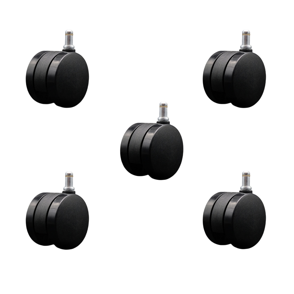 2-3/8 Inch Office Chair Wheels - Nylon Twin Wheels - 7/16 Inch by 7/8 Inch Grip Ring Stems – 500 lbs. Total Capacity – Set of 5 – Service Caster Brand — photo 1