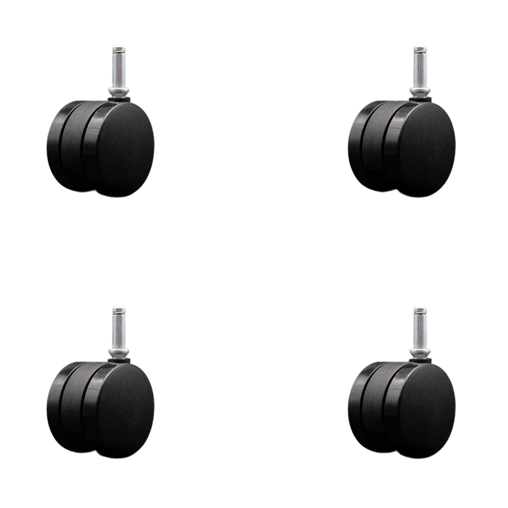 2-3/8 Inch Office Chair Wheels - Nylon Twin Wheels - 7/16 Inch by 1-7/16 Inch Grip Ring Stems – 400 lbs. Total Capacity – Set of 4 – Service Caster Brand — photo 1