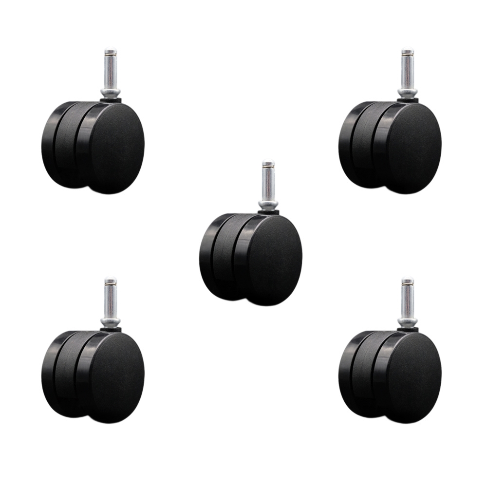 2-3/8 Inch Office Chair Wheels - Nylon Twin Wheels - 7/16 Inch by 1-7/16 Inch Grip Ring Stems – 500 lbs. Total Capacity – Set of 5 – Service Caster Brand — photo 1