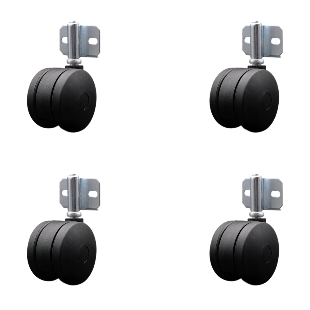 3 Inch Extra Large Heavy Duty Office Chair Wheels - Nylon Twin Wheels - Side Mounting Brackets – 660 lbs. Total Capacity – Set of 4 – Service Caster Brand — photo 1