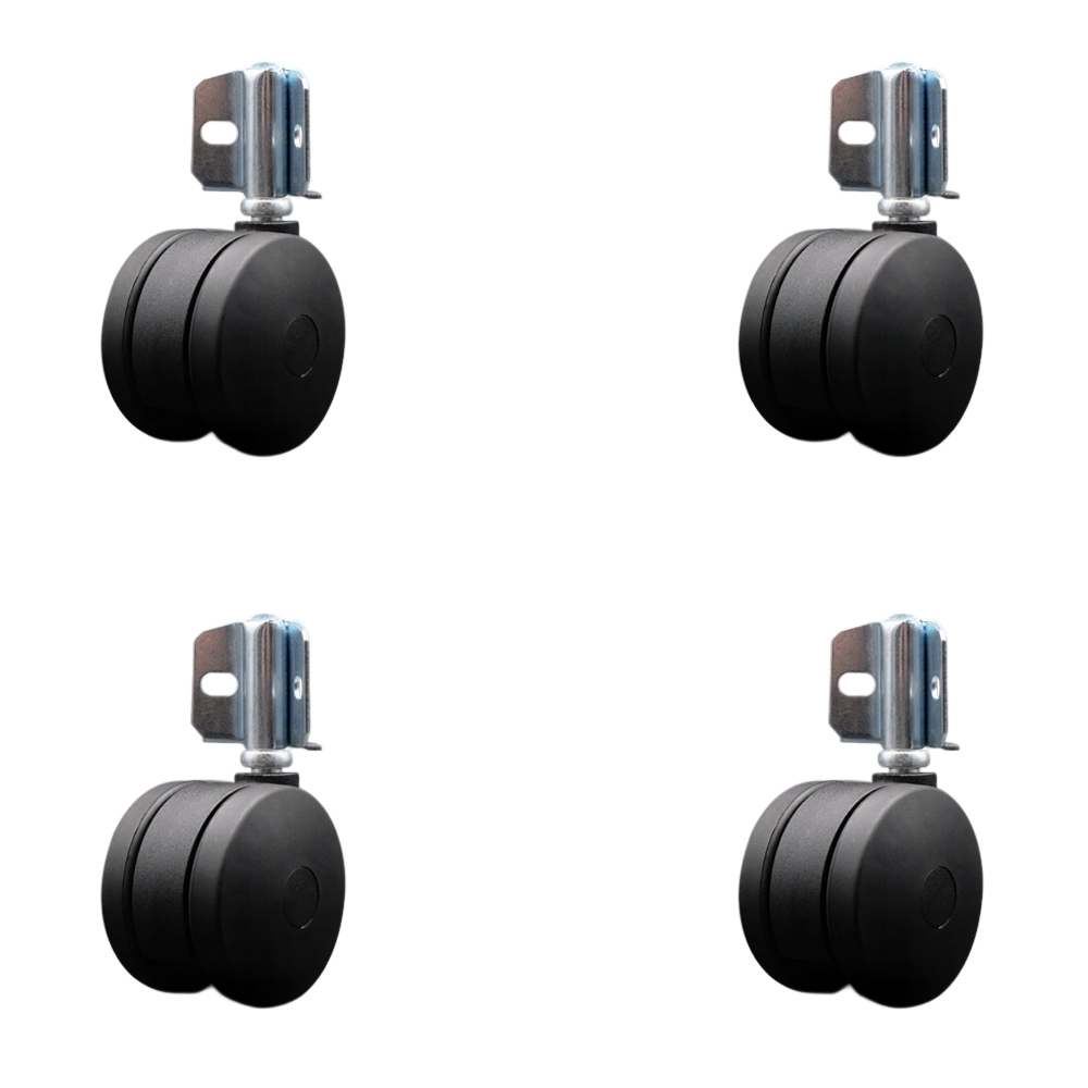 3 Inch Extra Large Heavy Duty Office Chair Wheels - Nylon Twin Wheels - Corner Mounting Brackets – 660 lbs. Total Capacity – Set of 4 – Service Caster Brand — photo 1