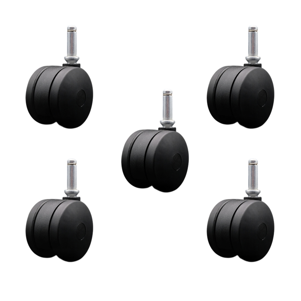3 Inch Extra Large Heavy Duty Office Chair Wheels - Nylon Twin Wheels - 7/16 Inch by 1-7/16 Inch Grip Ring Stems – 825 lbs. Total Capacity – Set of 5 – Service Caster Brand — photo 1